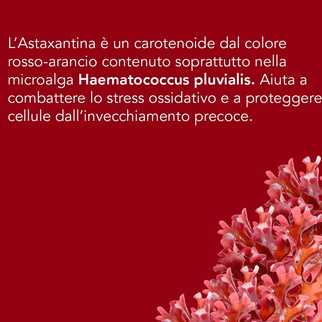Astaxantina 15 mg pastiglie 30 g integratore Haematococcus Pluvialis alto dosaggio 60 dosi