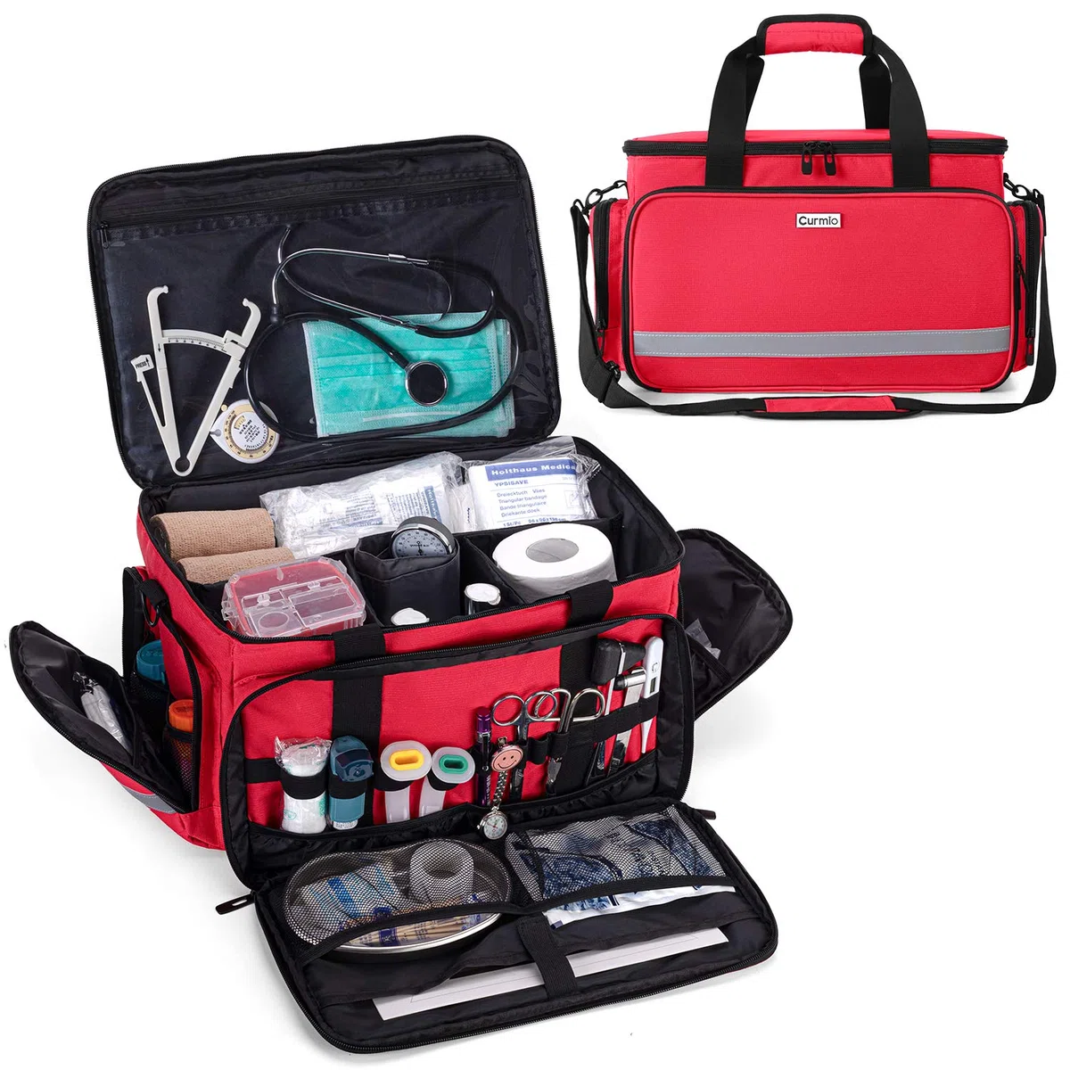 CURMIO Borsa Infermiere Domiciliare Borsa Medica per Medici, infermieri | Fondo antiscivolo, Divisorio interno rimovibile, per Visite a casa, Assistenza sanitaria, Accessori medici non inclusi