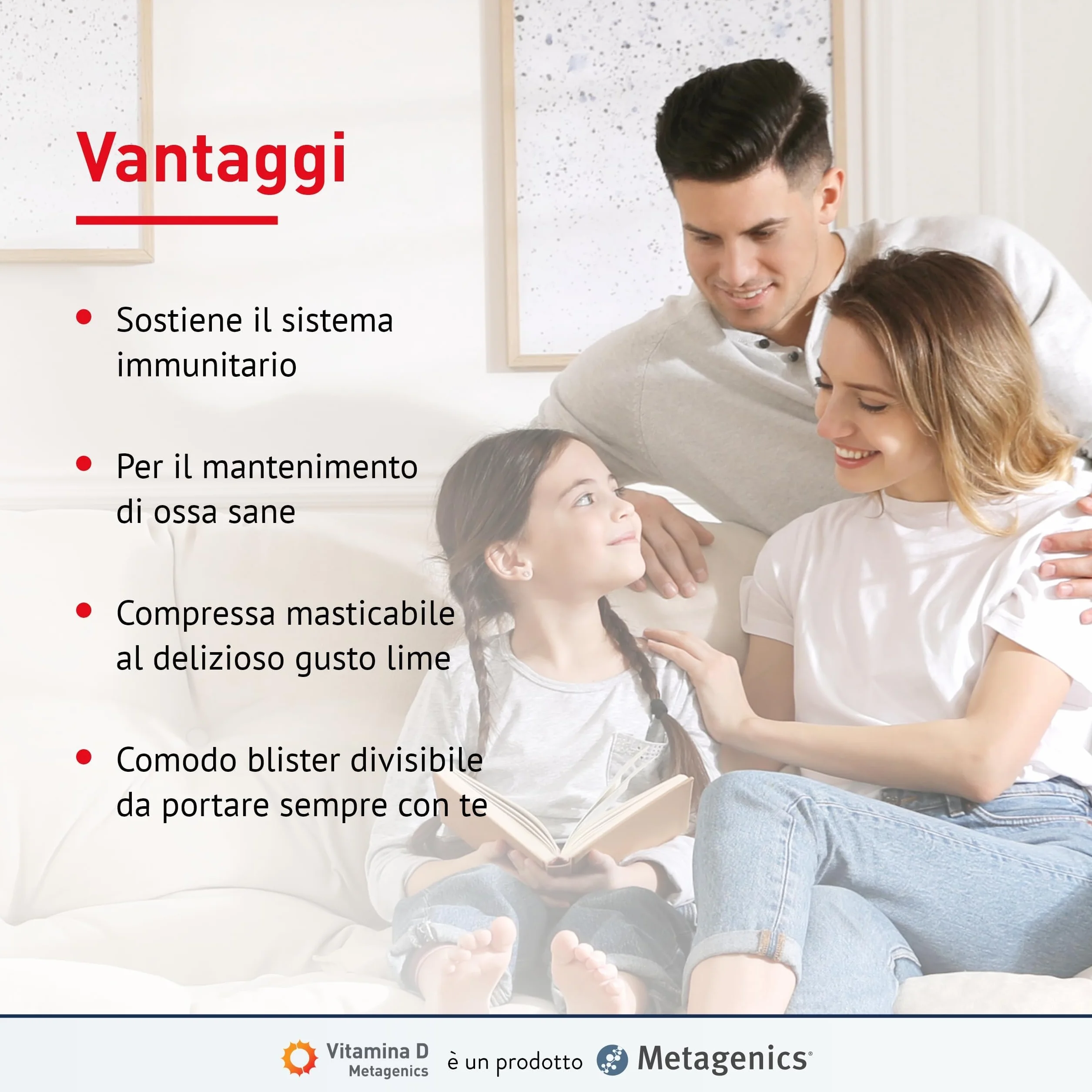Metagenics Vitamina D 2000 U.I. 168 Compresse Masticabili Integratore per Sistema Immunitario e Supporto a Ossa, Denti e Muscoli