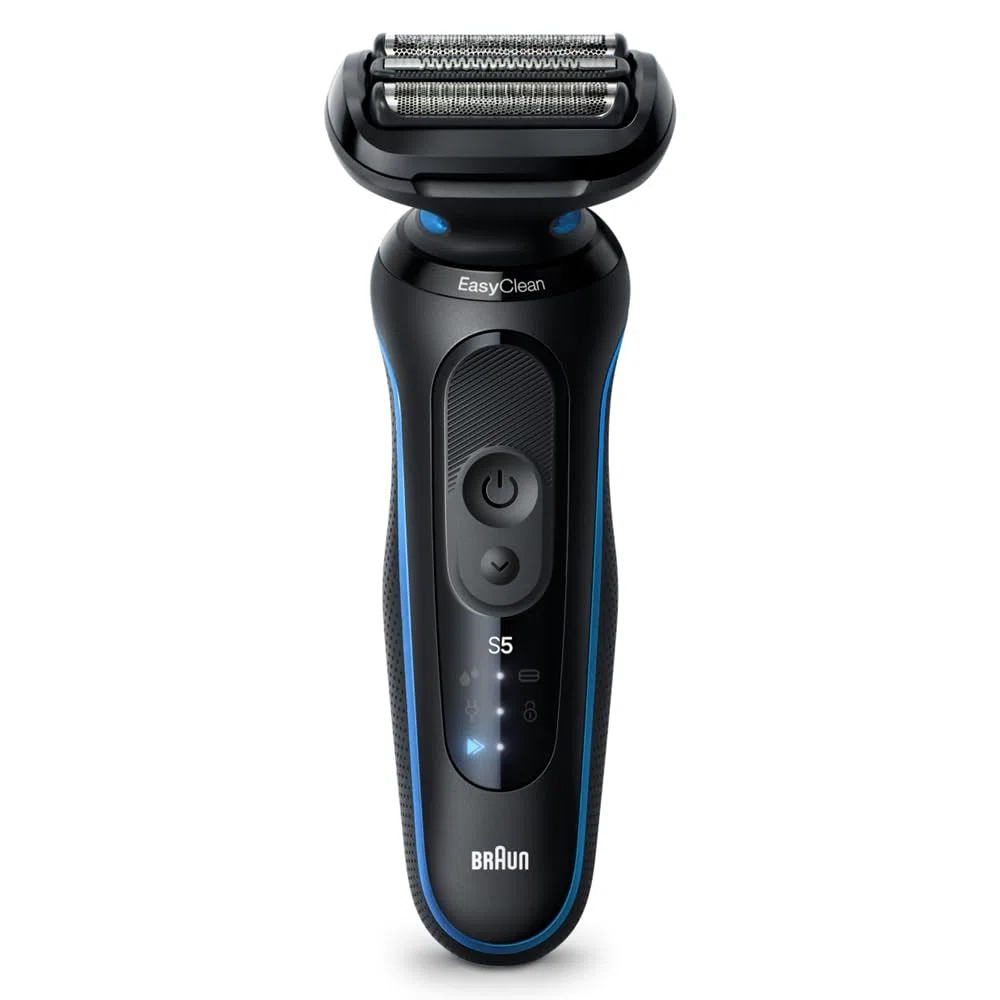 Braun Series 5 52-B1000s - Rasoio elettrico da uomo, con durata della batteria di 50 minuti, rasoio senza fili da uomo, impermeabile, prodotto in Germania, colore: blu