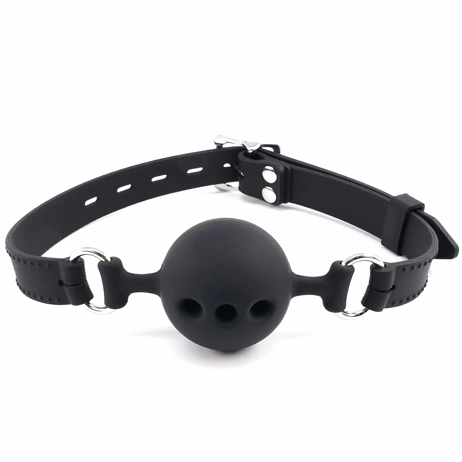 Bavaglio a Sfera in Silicone per Giochi SM Bondage Nero S