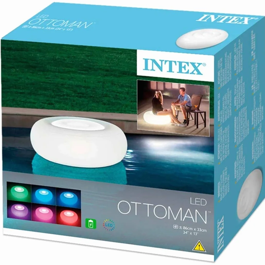 Intex 68697 Poggia Piedi Luminoso con Batterie Ricaricabili 86x33 cm