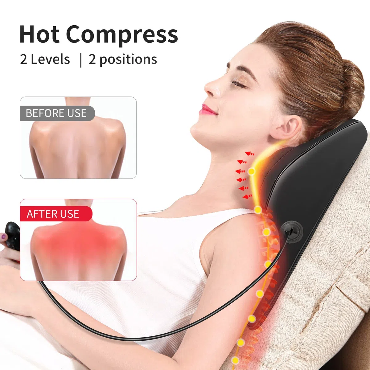 Massaggiatore Per il Collo con Calore, Massaggiatore Shiatsu 3D Knet, Massaggiatore per Schiena, Dolori Muscolari per Collo, Schiena, Gambe, Regali per Uomini, Donne, Mamma, Papà
