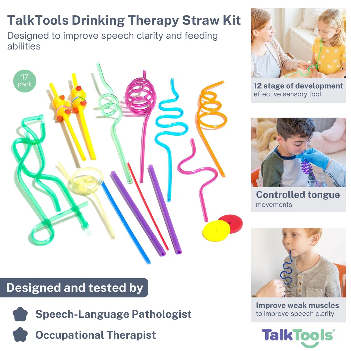 TalkTools Kit per Terapia con Cannucce - 6 Pezzi, Plastica, Riutilizzabile, Strumento Terapeutico