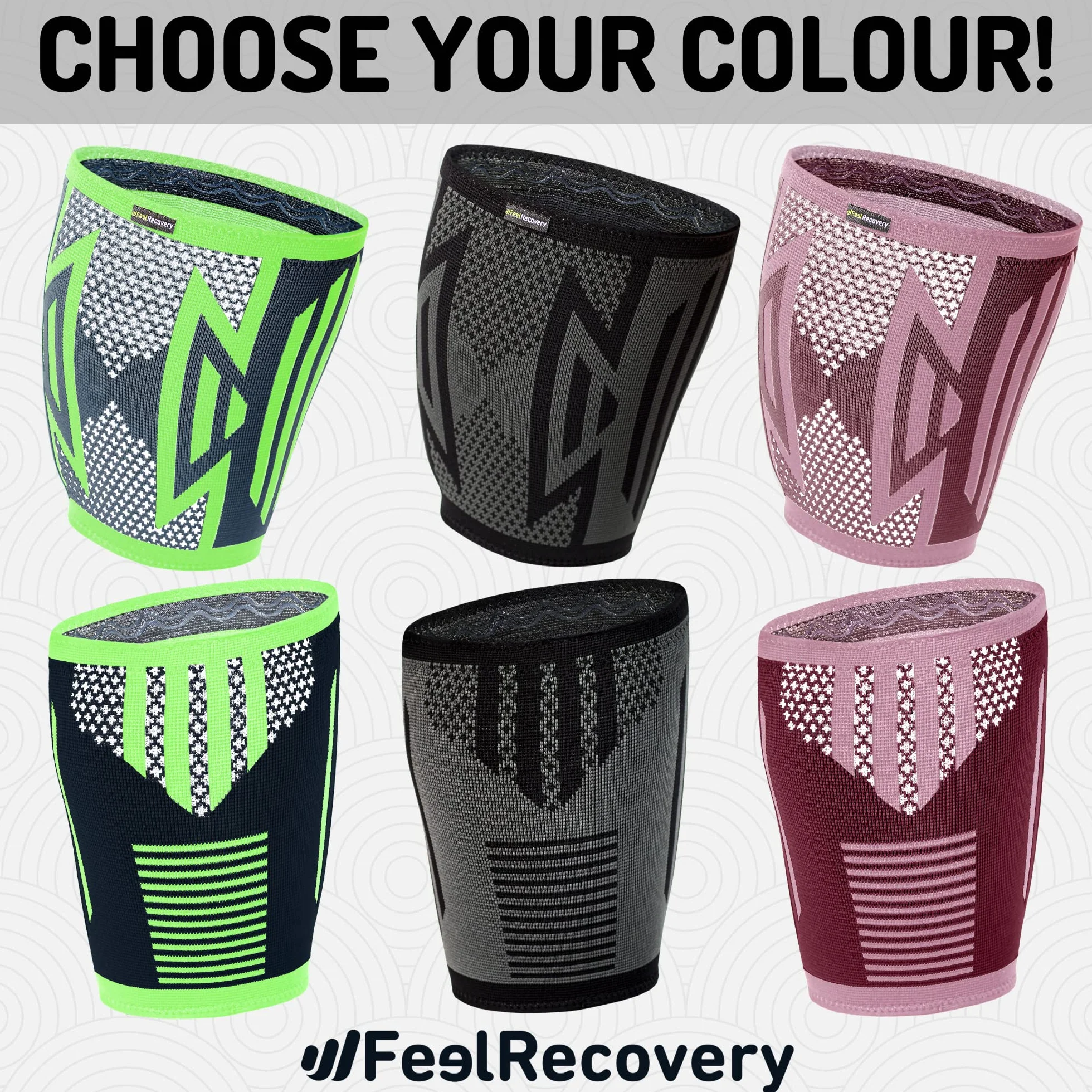Feel Recovery 2 Fascia Elastica per Coscia - Cosciera Sportiva Compressiva Gamba - Supporto Contrattura Muscolare Traspirante Antiscivolo