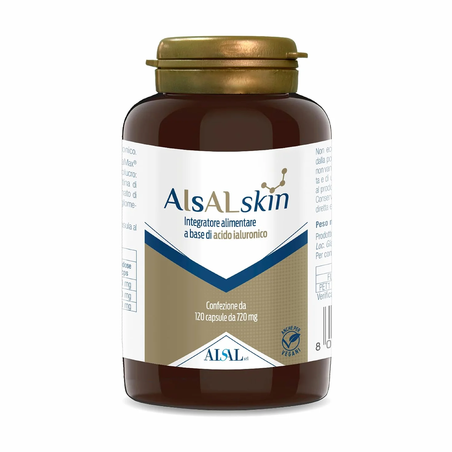 Aisalskin Acido Ialuronico puro 3 Pesi Molecolari 120 Capsule anti aging idratante rimpolpante Pelle Sana