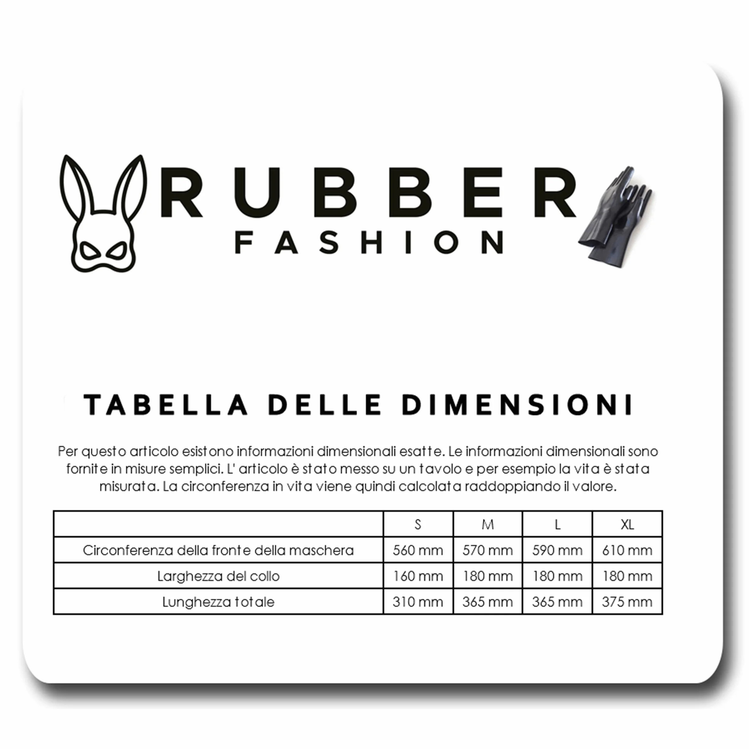 Rubberfashion Maschera di lattice Cappuccio con aperture per bocca naso occhi