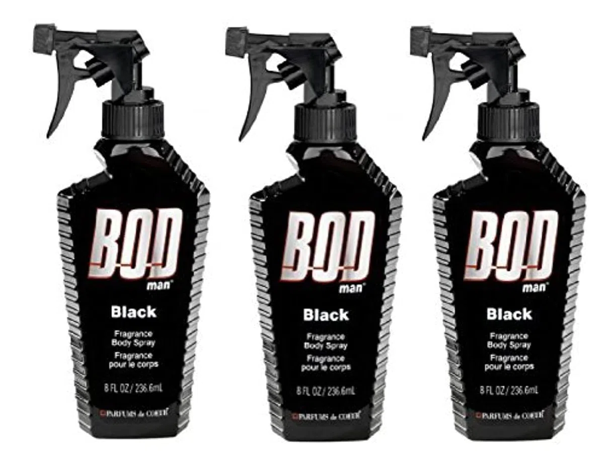 Bod Man - Body Spray da uomo, colore nero, confezione da 3