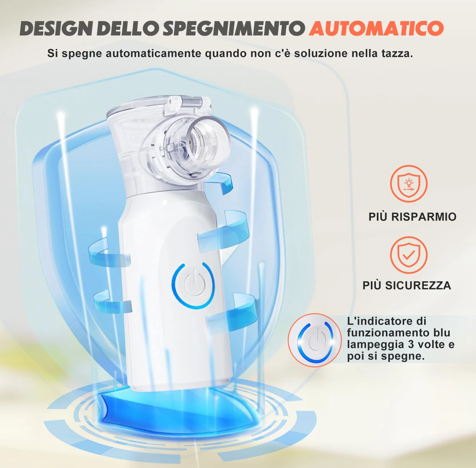 Aerosol Portatile Silenzioso Ricaricabile per Adulti e Bambini con 2 Maschere e Boccaglio, 2 Modalità Regolabili
