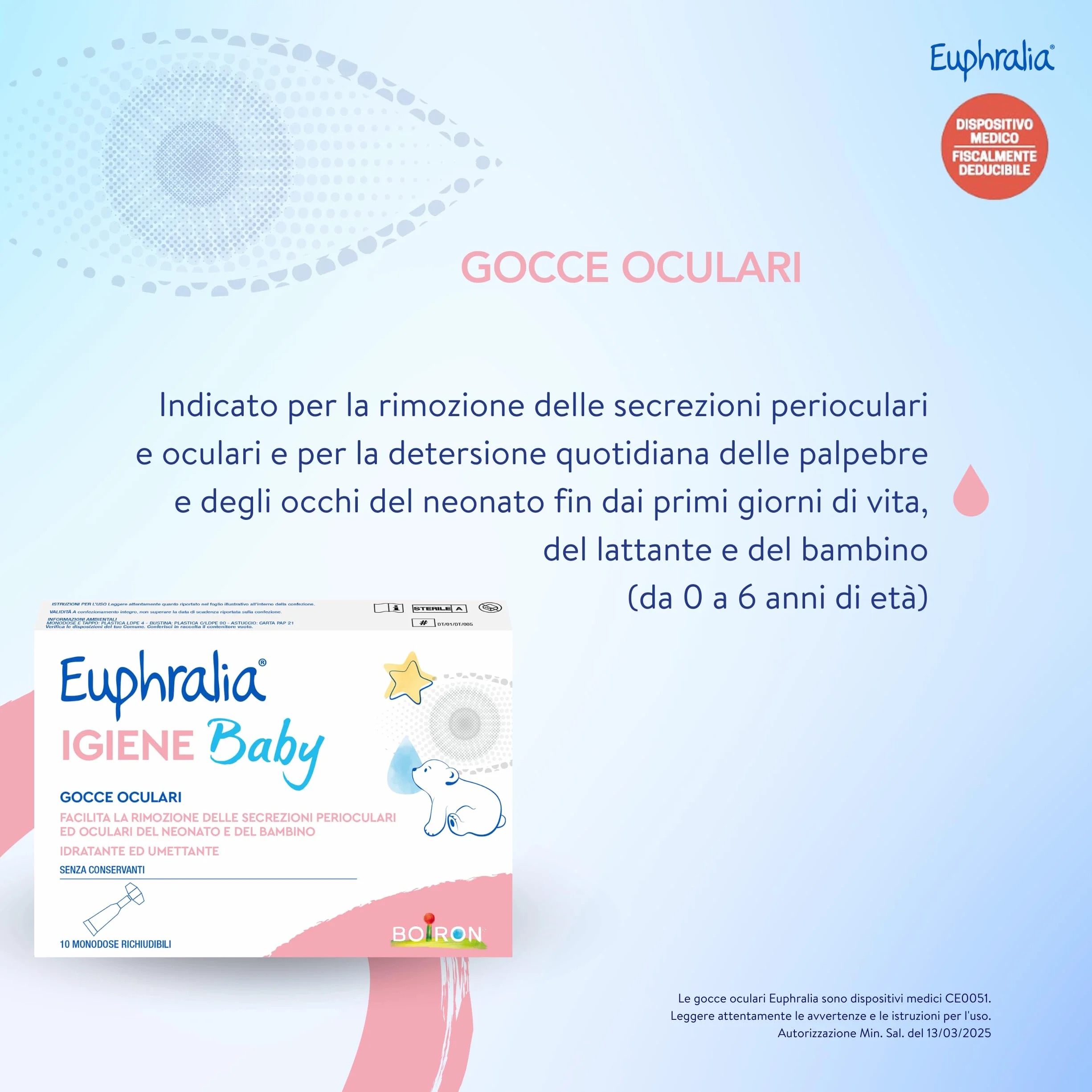 Euphralia Igiene Baby Gocce Oculari Pulizia Occhi Neonato Bambino Detergente Decongestionante Acque Distillate Eufrasia Echinacea 2 Confezioni da 10 Monodose 2x10