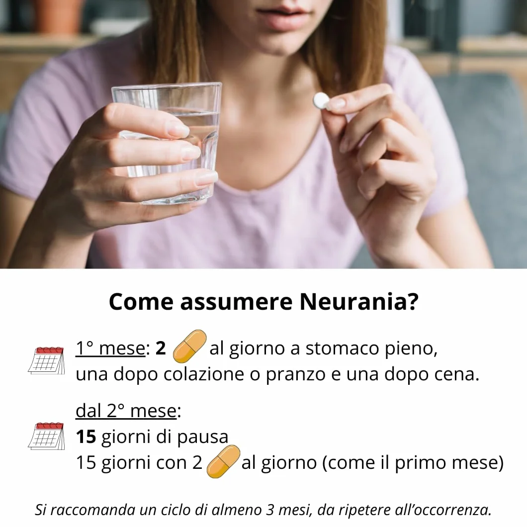 Neurania Integratore Naturale per Mal di Testa, Emicrania 30 Compresse Magnesio Acido Alfa-Lipoico Partenio Vitamine B1 B2