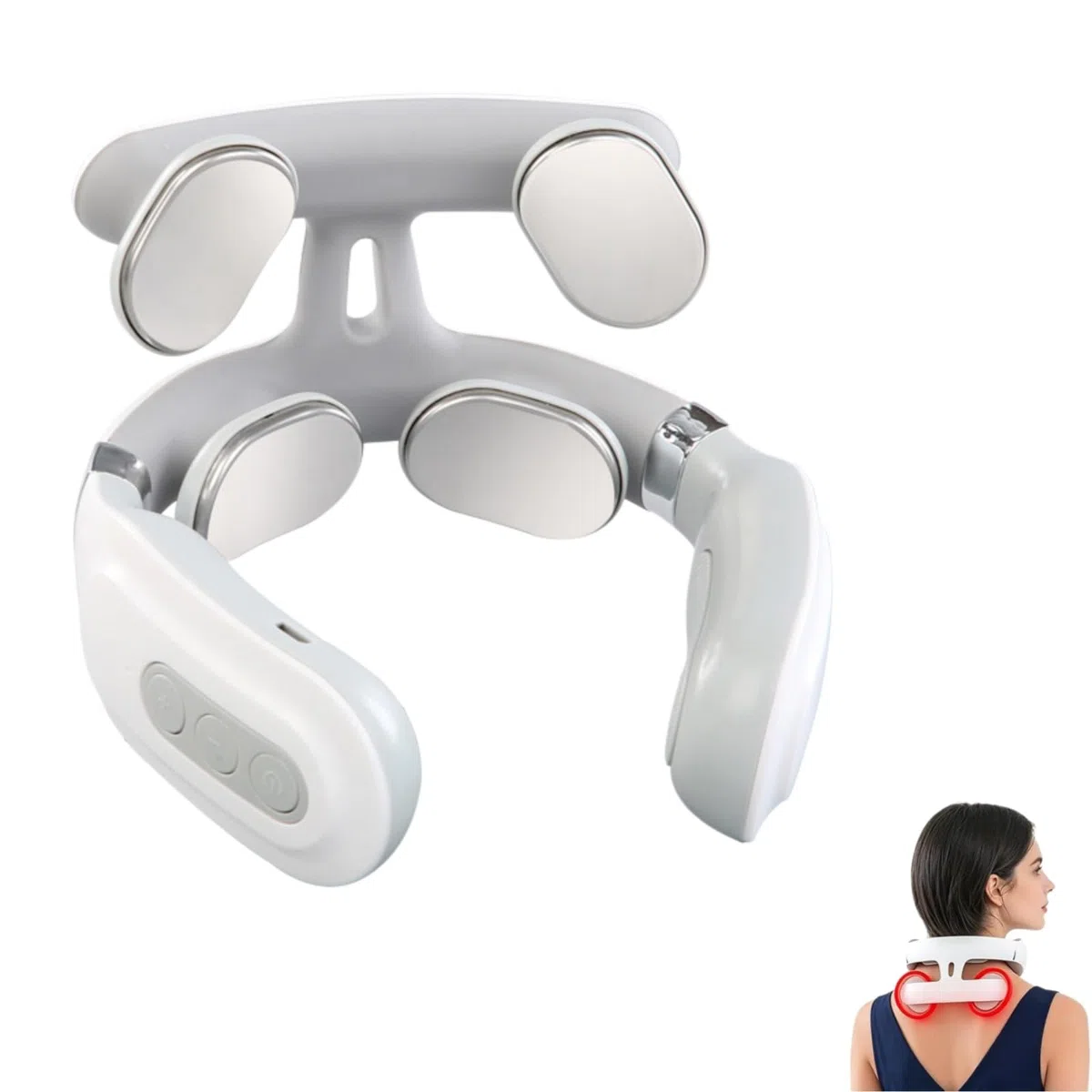 Vertaline Cervirest Massaggiatore Elettrico Cervicale Collo - 4 Teste, Ricarica USB, Riscaldamento, per Domestico, Ufficio