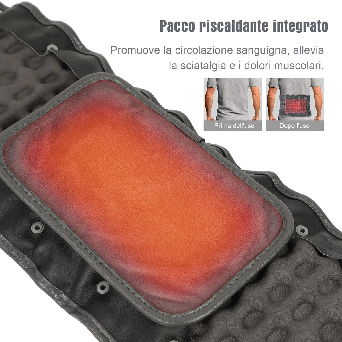 Fascia Riscaldante Lombare con Cuscinetto Termico, Cintura Gonfiabile di Supporto per Decompressione Vertebrale e Sollievo dal Dolore, Ideale per Sciatica e Lombalgia, Adatta a Donne e Uomini