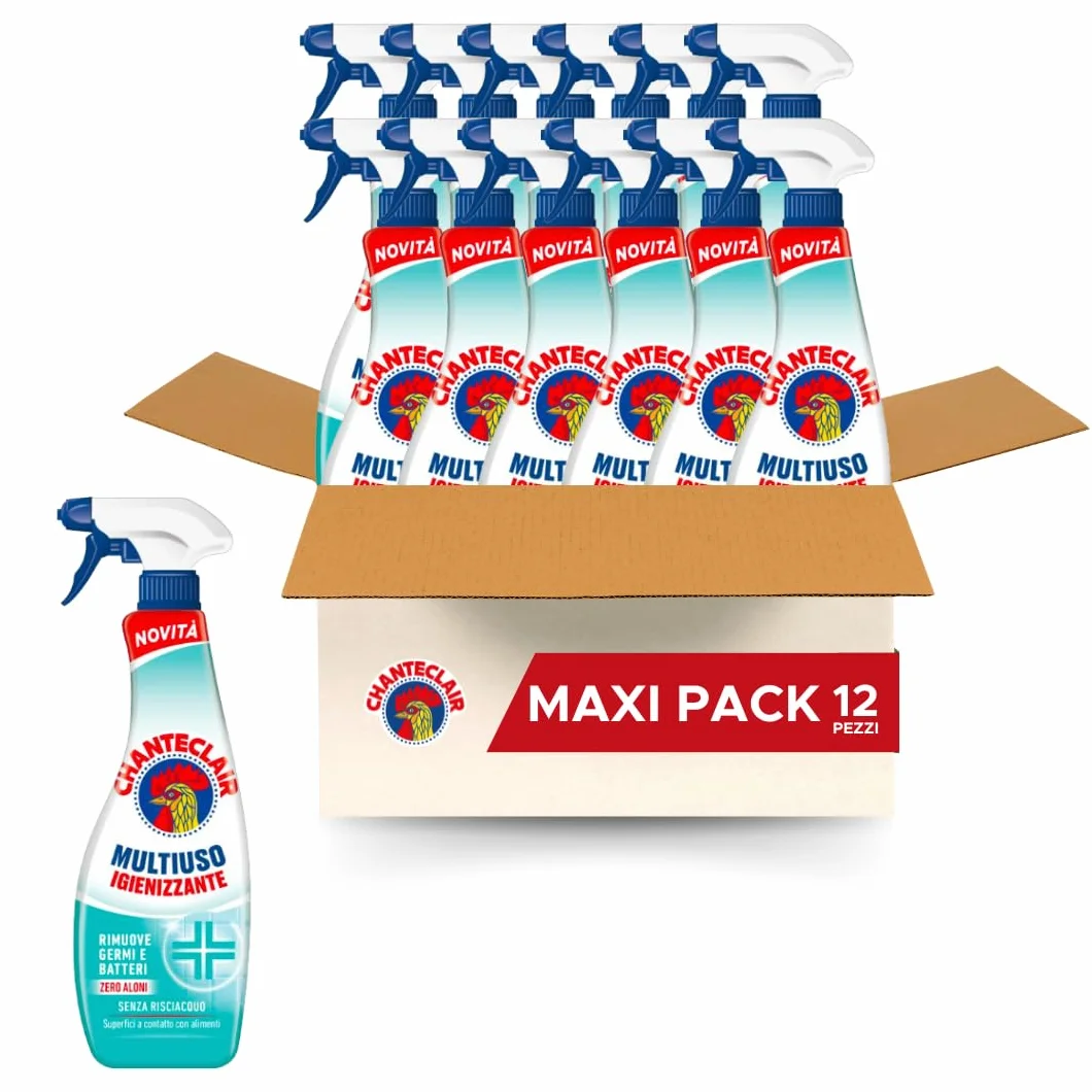 Chanteclair Multiuso Igienizzante Spray 625 ml 12 Flaconi Zero Aloni e Residui