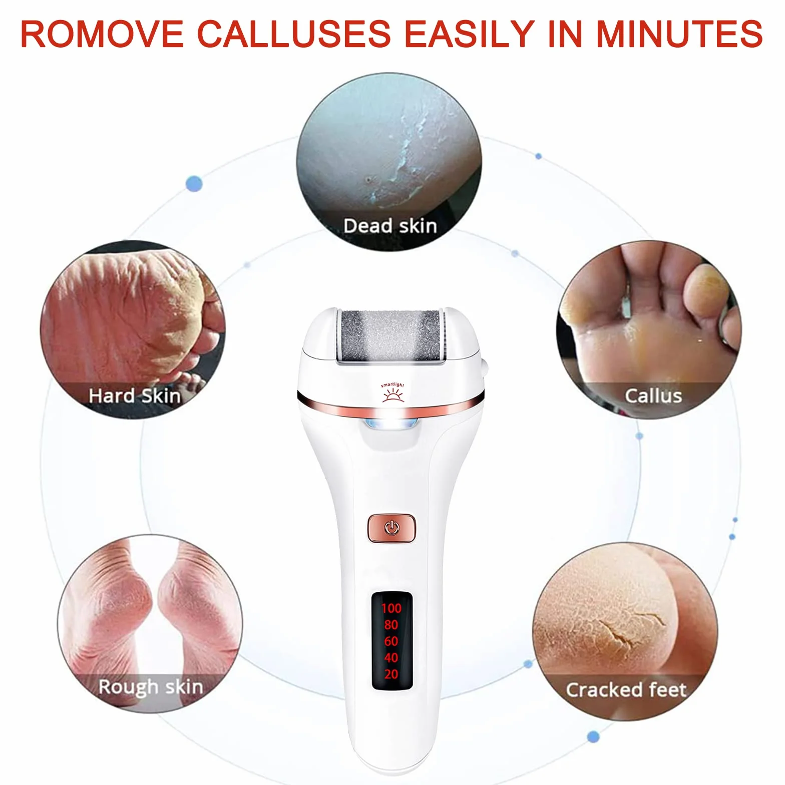 Profesjonalny Pedicure Elettrico - Aottom Piedi Roll Lima Elettrica Ricaricabile con 3 Rulli Ricambio