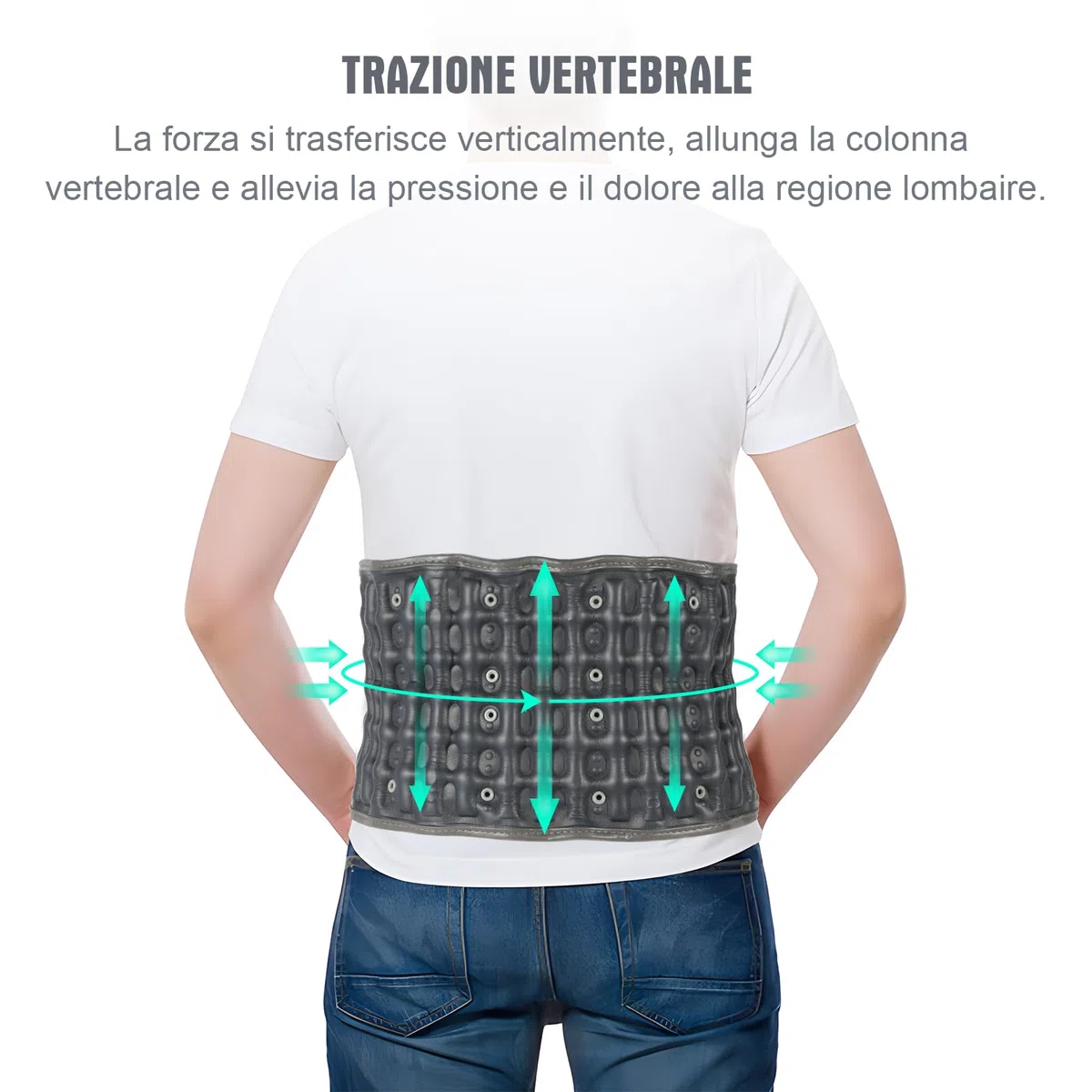 Fascia Riscaldante Lombare con Cuscinetto Termico, Cintura Gonfiabile di Supporto per Decompressione Vertebrale e Sollievo dal Dolore, Ideale per Sciatica e Lombalgia, Adatta a Donne e Uomini