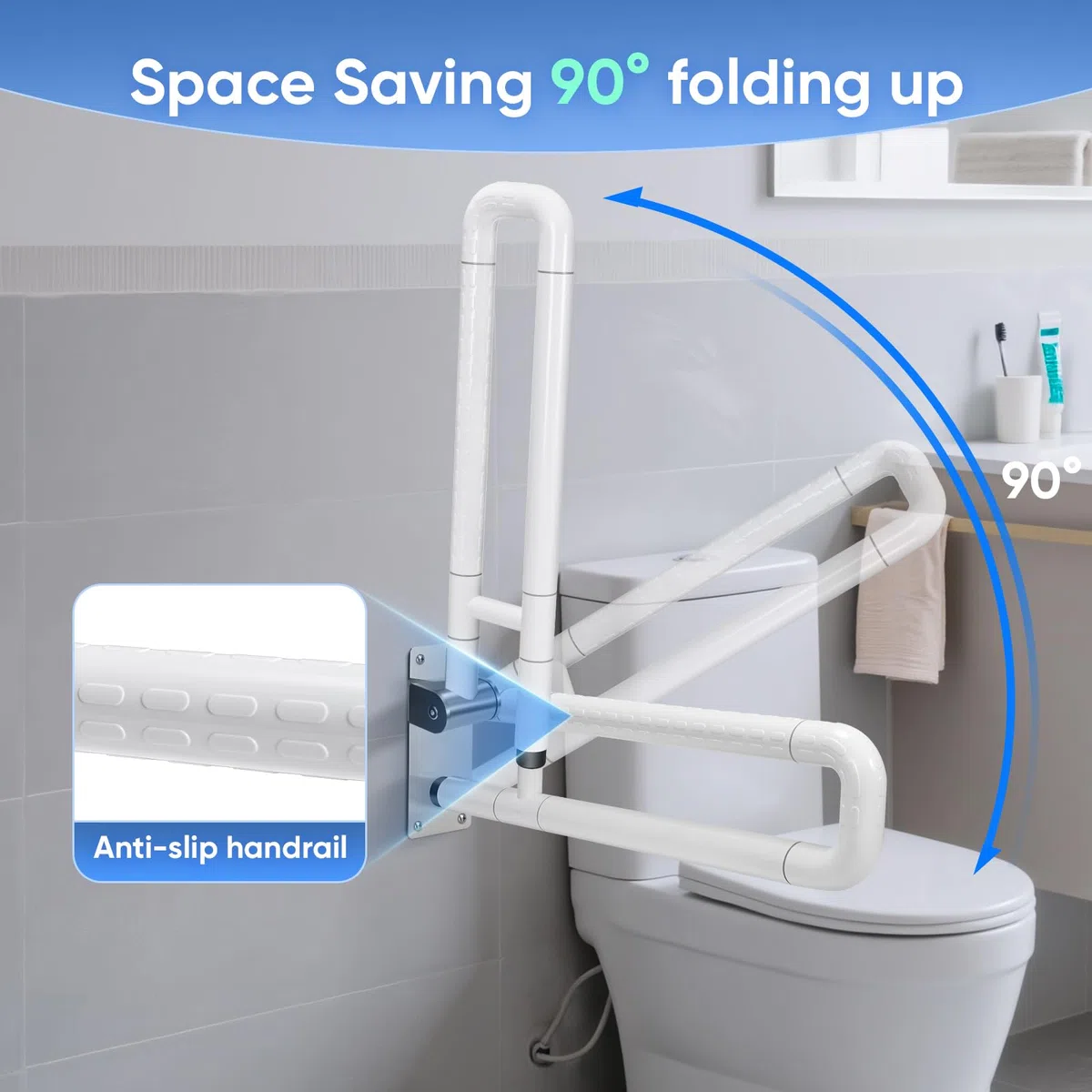 Maniglione di Sostegno da Bagno da 60 Cm Maniglioni per Handicap in Acciaio Inossidabile Antiscivolo Resistenti da 300-350 kg