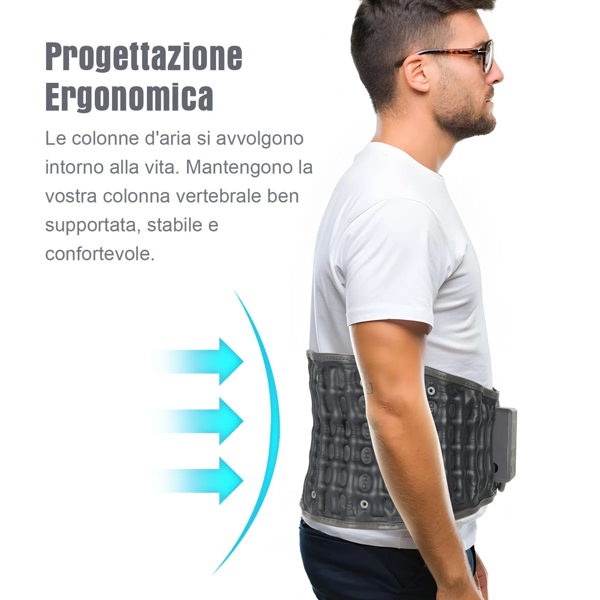 Fascia Riscaldante Lombare con Cuscinetto Termico, Cintura Gonfiabile di Supporto per Decompressione Vertebrale e Sollievo dal Dolore, Ideale per Sciatica e Lombalgia, Adatta a Donne e Uomini