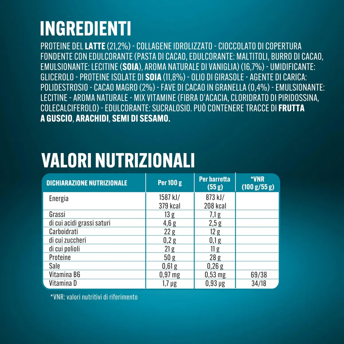 Enervit Pure-Pro Protein Bar 50% Dark Choco, Barrette Proteiche Senza Zucchero e Senza Glutine, Snack Proteici con 30g Proteine, Post Workout Intensi, Gusto Cioccolato Fondente, 25 Barrette da 55g