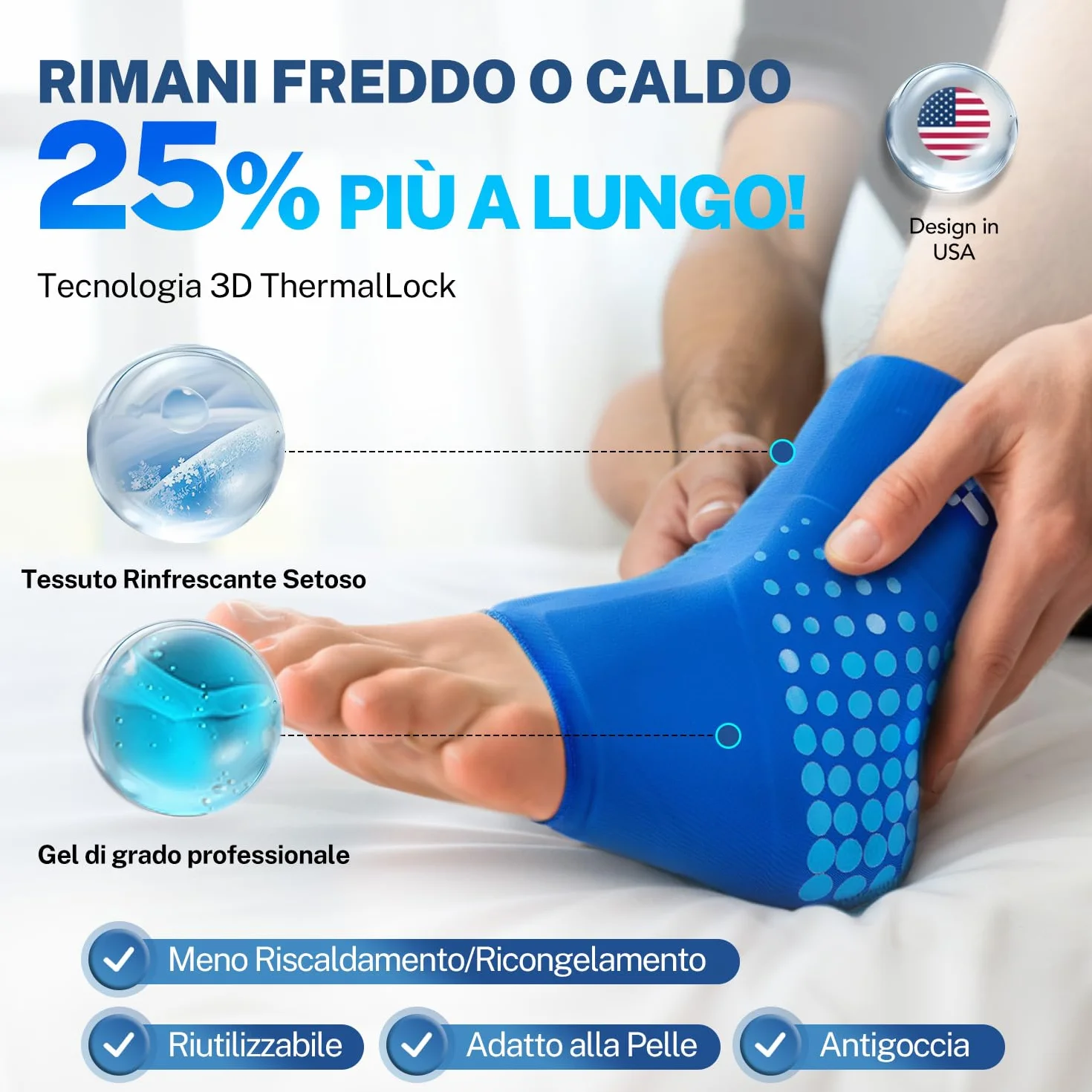Fitomo Ghiaccio Gel Riutilizzabile per Caviglia, Terapia Compressione Caldo-Freddo per Tendinite Achille, Fascite Plantare