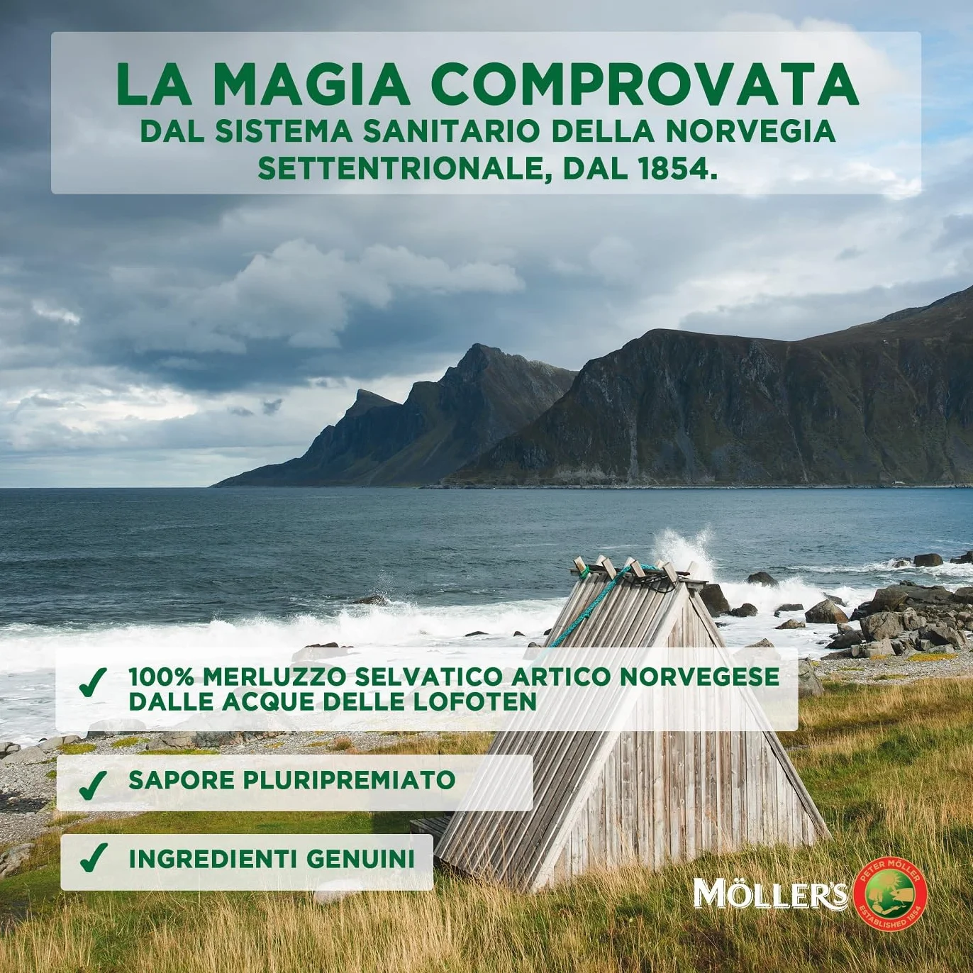 Moller's Olio di fegato di merluzzo Omega 3 500 ml Limone EPA DHA Vitamine A D E