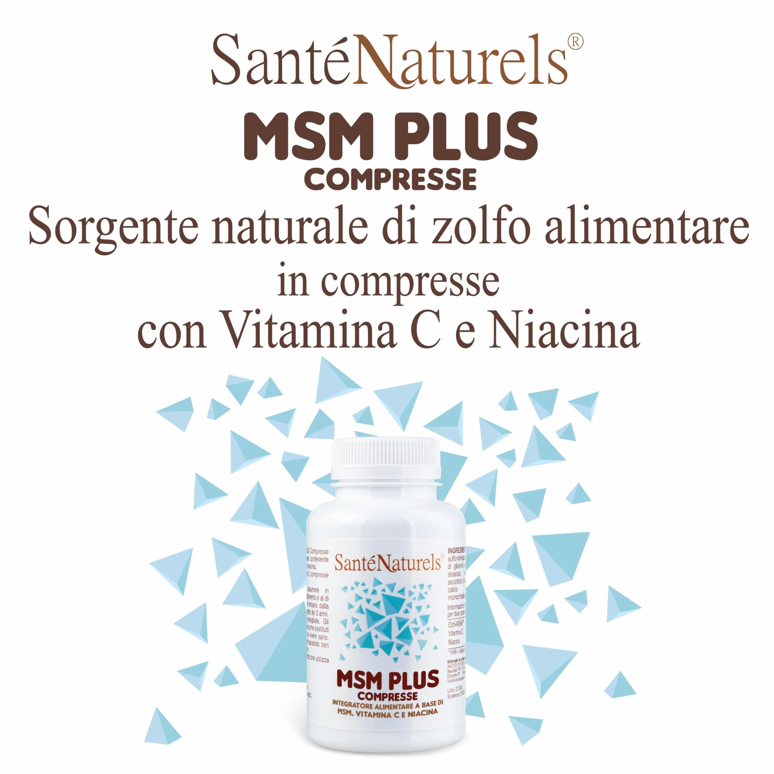 MSM Plus Metilsulfonilmetano Zolfo Alimentare Puro 99,9% 100 Compresse Supporto Articolazioni Ossa Unghie Muscoli Capelli
