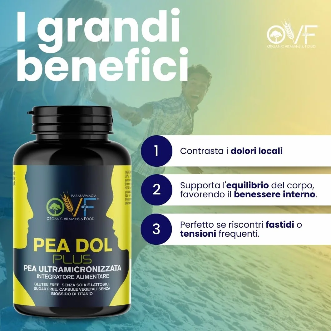 OVF PEA Integratore Plus 600mg con Boswellia e Quercetina, 120 capsule, Pea Ultra-Micronizzata