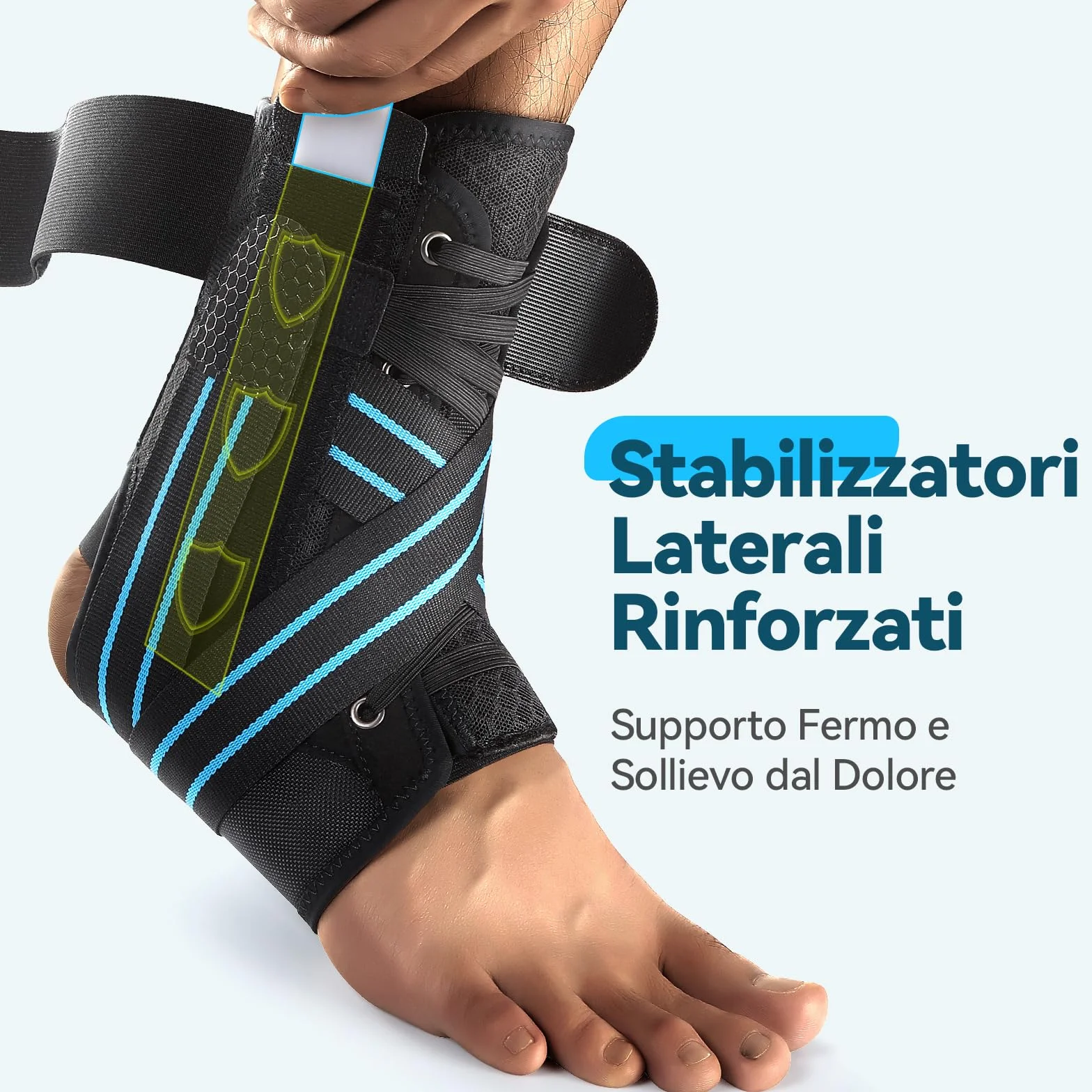AGPTEK Tutore Caviglia con Piastre Staccabili, Cavigliera Sportiva Regolabile per Distorsione, Tendinite d'Achille (L)