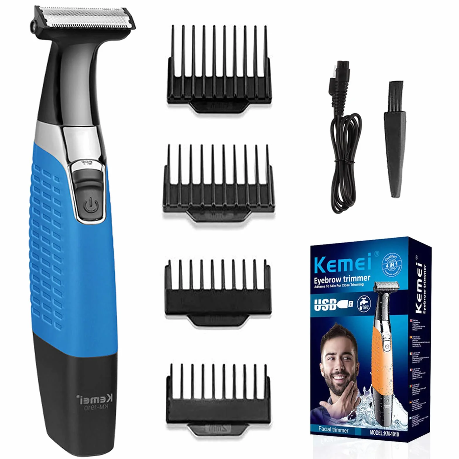 Rasoio elettrico impermeabile ricaricabile USB senza fili per barba viso sopracciglia uomo donna