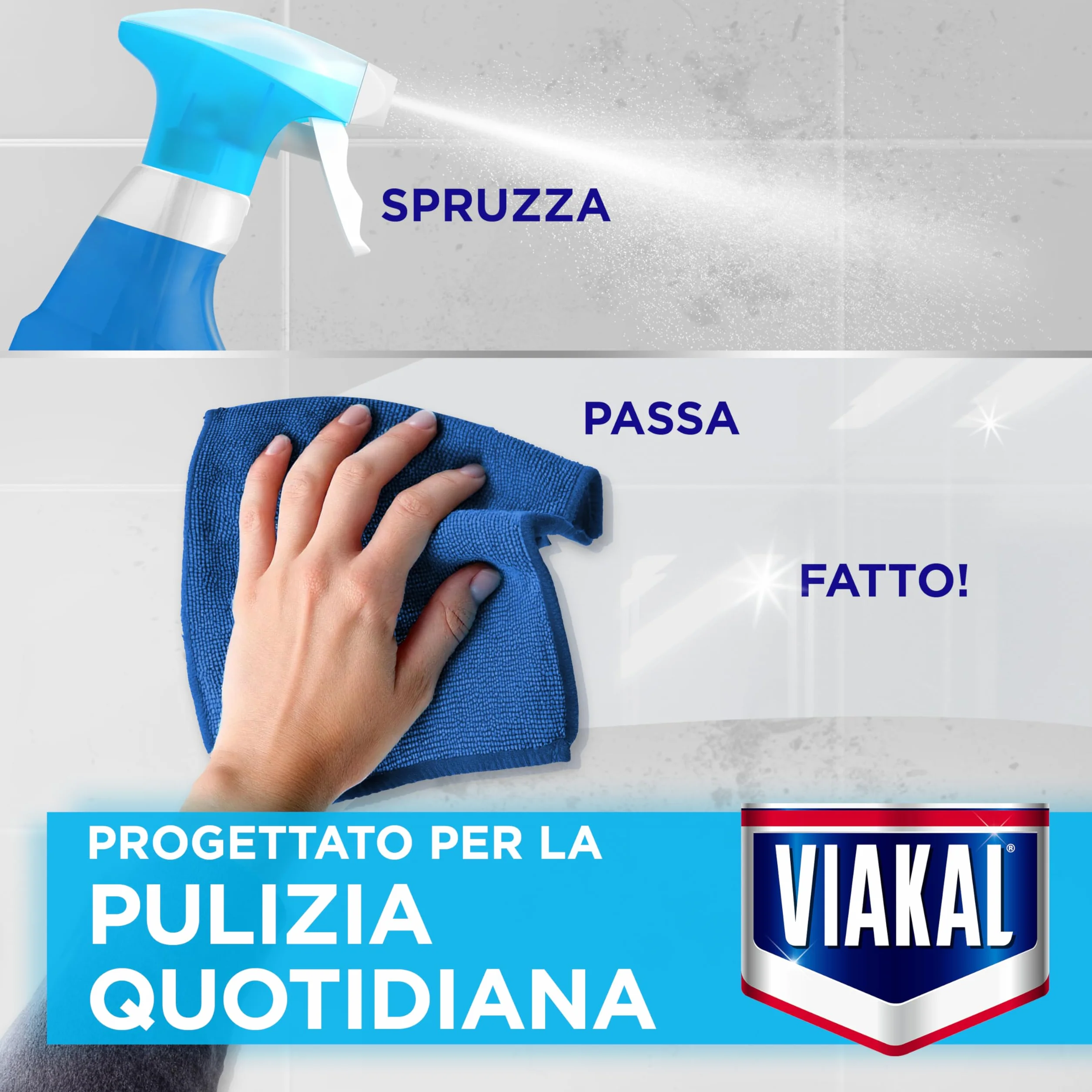 Viakal Express Spray Anticalcare Bagno 10 x 470ml Fragranza Fiori Eleganti Anti-Goccia