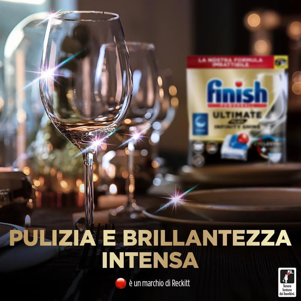Finish Ultimate PLUS Infinity Shine Pastiglie Lavastoviglie al Limone, 315 Capsule con Scudo Protettivo contro lo Sporco e i Residui Incrostati
