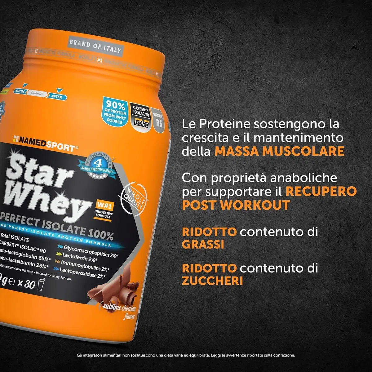 NAMEDSPORT Star Whey Isolate Proteine 750g Cioccolato + 100% Creatine in Polvere 250 g | Proteine del Siero del Latte e Creatina | Massa Muscolare e Recupero | Low Sugar & High Protein