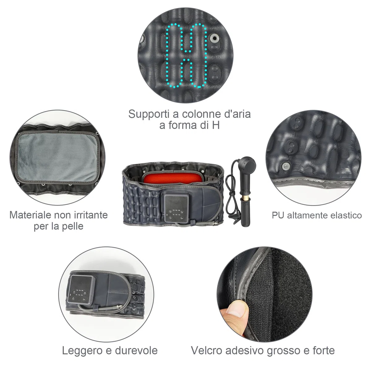 Fascia Riscaldante Lombare con Cuscinetto Termico, Cintura Gonfiabile di Supporto per Decompressione Vertebrale e Sollievo dal Dolore, Ideale per Sciatica e Lombalgia, Adatta a Donne e Uomini