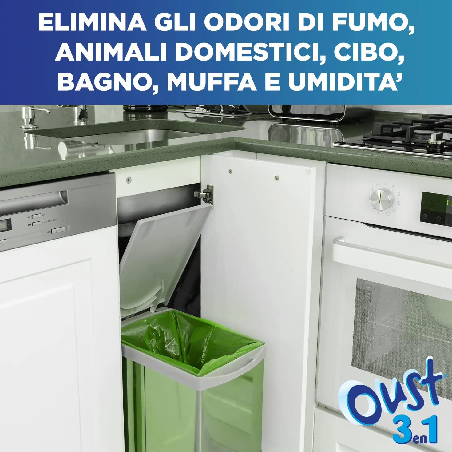 Oust 3 in 1 Spray Disinfettante 400 ml per Superfici e Tessuti
