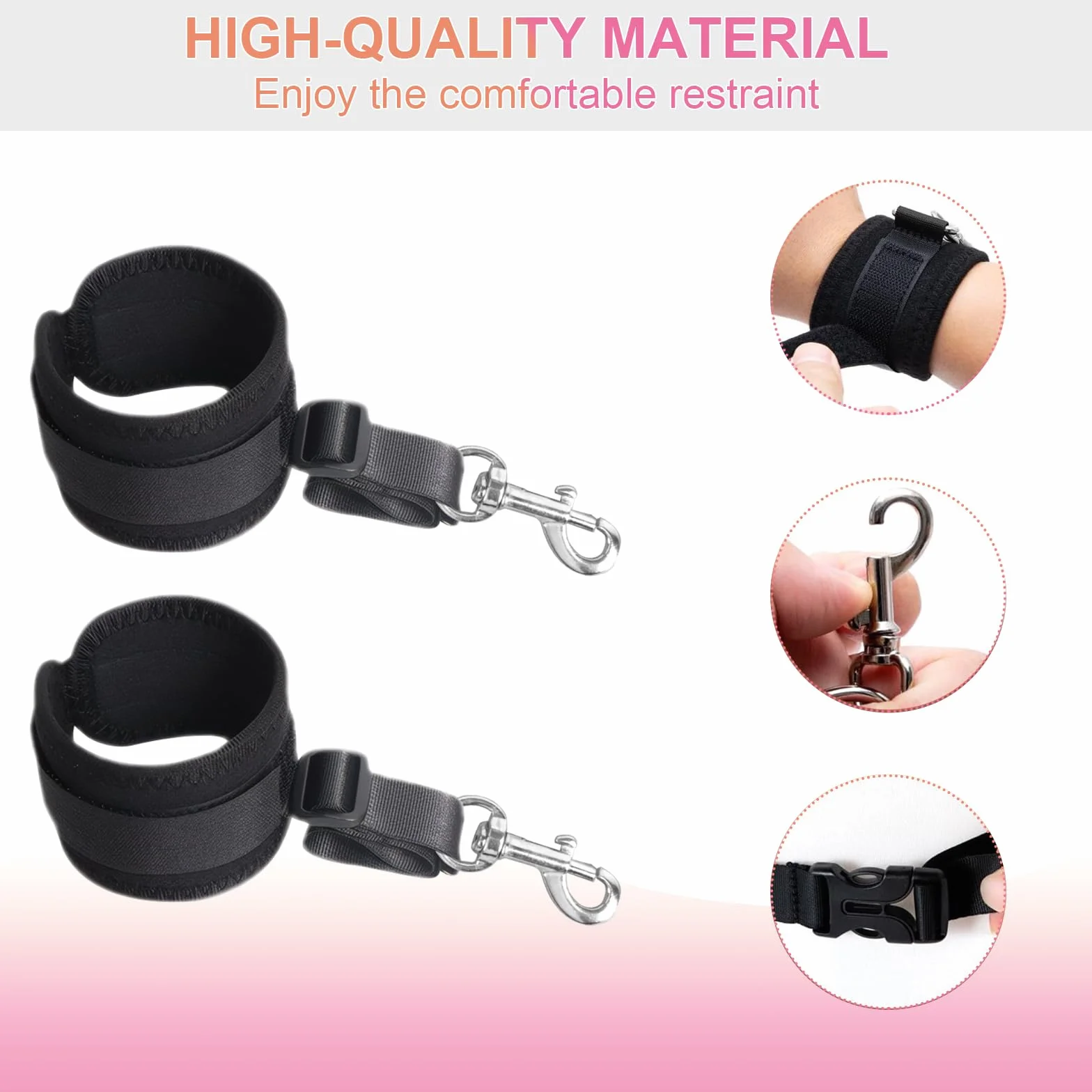 Qoosea SM Bondage Kit da Letto Regolabile con Manette e Maschera Occhi per Coppie
