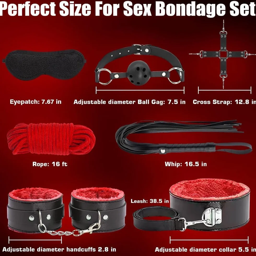 Set Bondage SM per Coppie Set Completo con Benda Plug Anale Palla da Bocca Frusta di Piume d'Oca Giocattolo Bondage Premium Kit SM Estremo