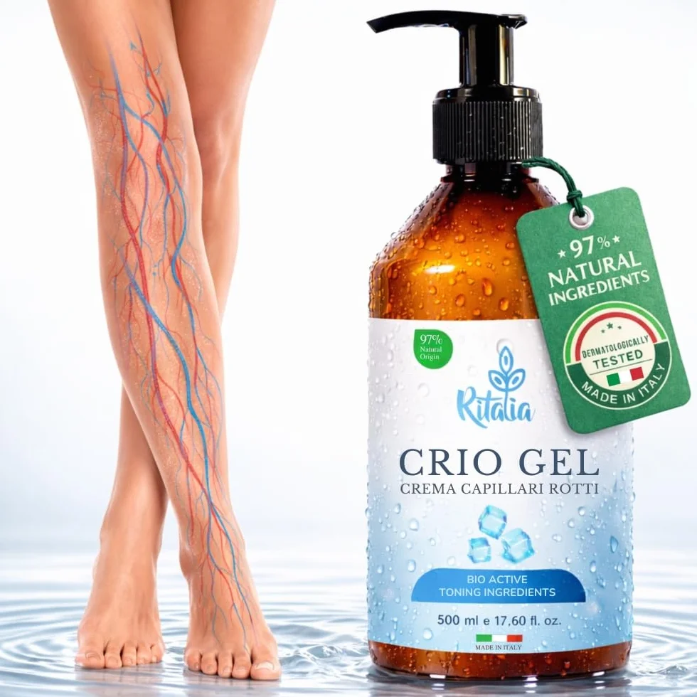 Ritalia Crema Gambe Gonfie Criogel Effetto Freddo 500 ml, per Gambe Pesanti, Circolazione e Microcircolo, Assorbimento Rapido