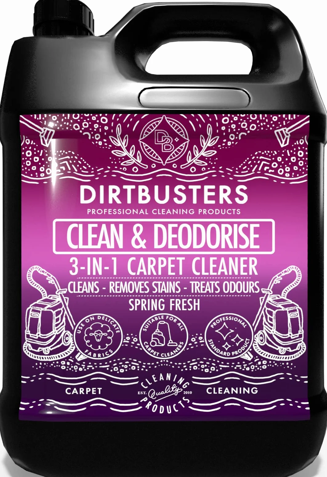 Dirtbusters Shampoo per Pulizia Tappeti 3 in 1 5L Detergente con Rimozione Odori