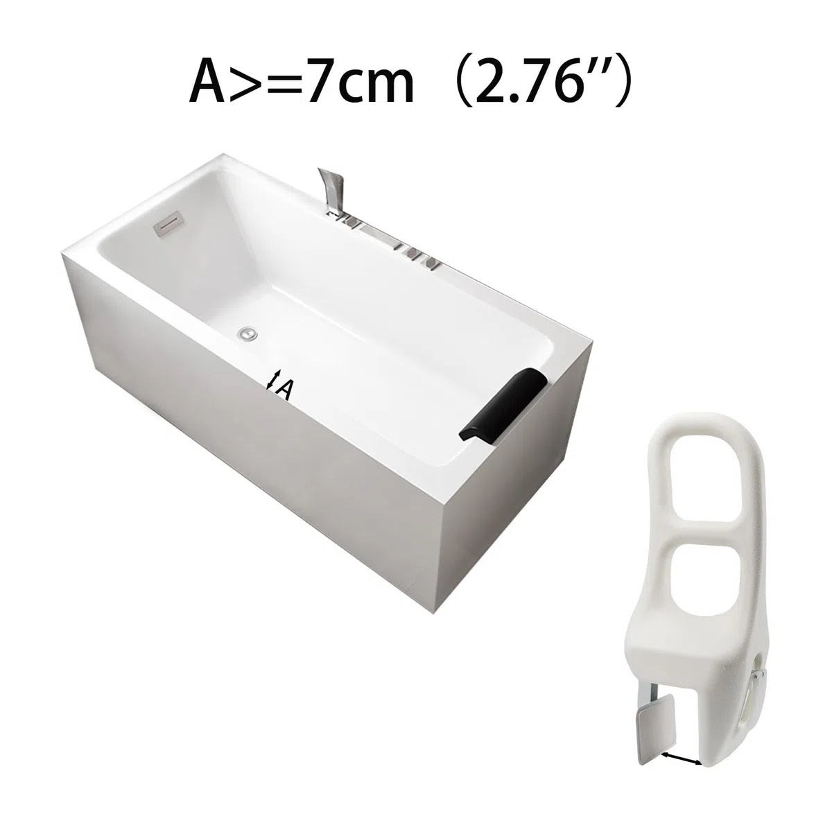 Maniglia Accesso Vasca Regolabile, Maniglione Vasca da Bagno Anziani, Maniglia di Sicurezza Antiscivolo per la Vasca, Per la Gravidanza Disabile e Gli, Fissaggio Portante Fino a 113 KG, 7-16 Cm