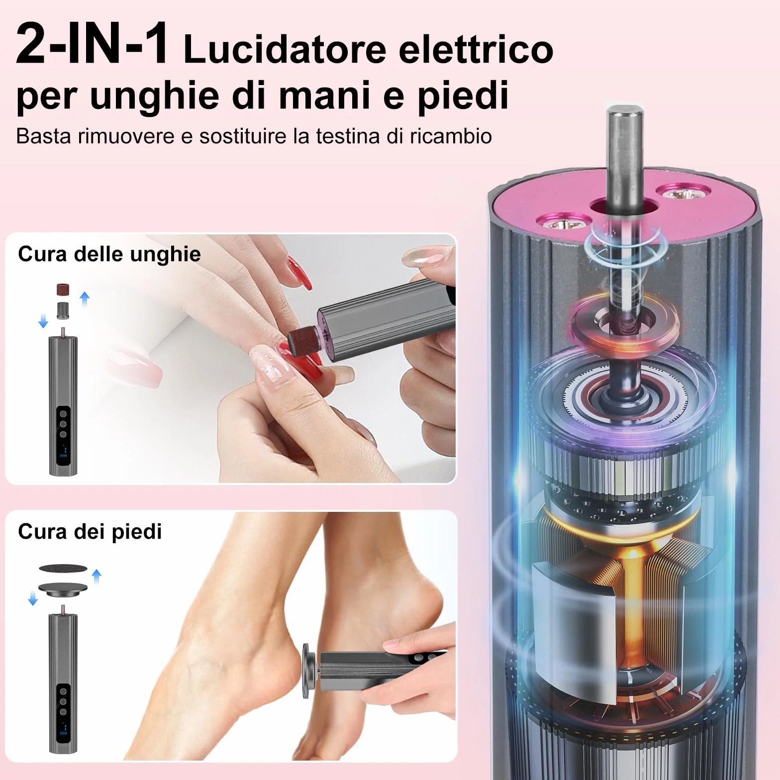 Pedicure Elettrico Professionale Piedi con Display LCD, Lima Elettrica per Piedi, Velocità Regolabile, Set Rimozione Calli Ricaricabile (Grigio)