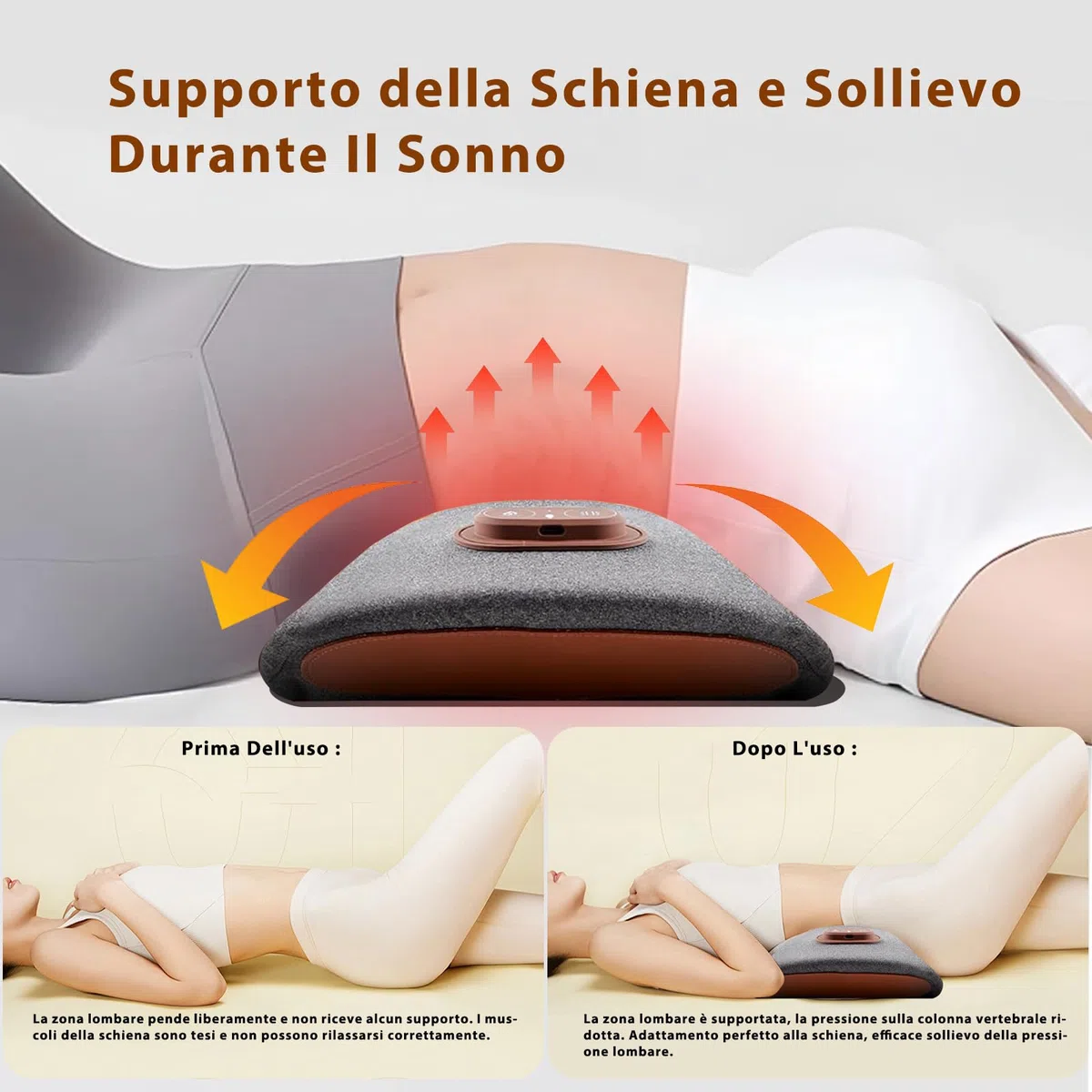 Massaggiatore for la Schiena Smooth Triple Fusion con Calore, 3 In 1 Cuscino Lombare Elettrico con Calore E Massaggio A Vibrazione, Supporto Dorsale ergonomico, Dispositivo per Massaggiare La Schiena