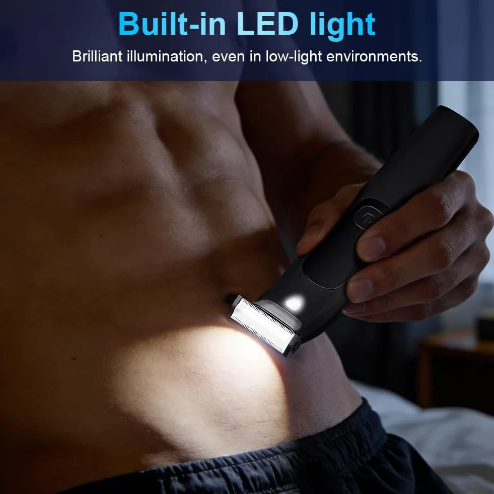 Rasoio Elettrico Uomo USB-C Depilatore Intimo Ricaricabile con LED IPX7