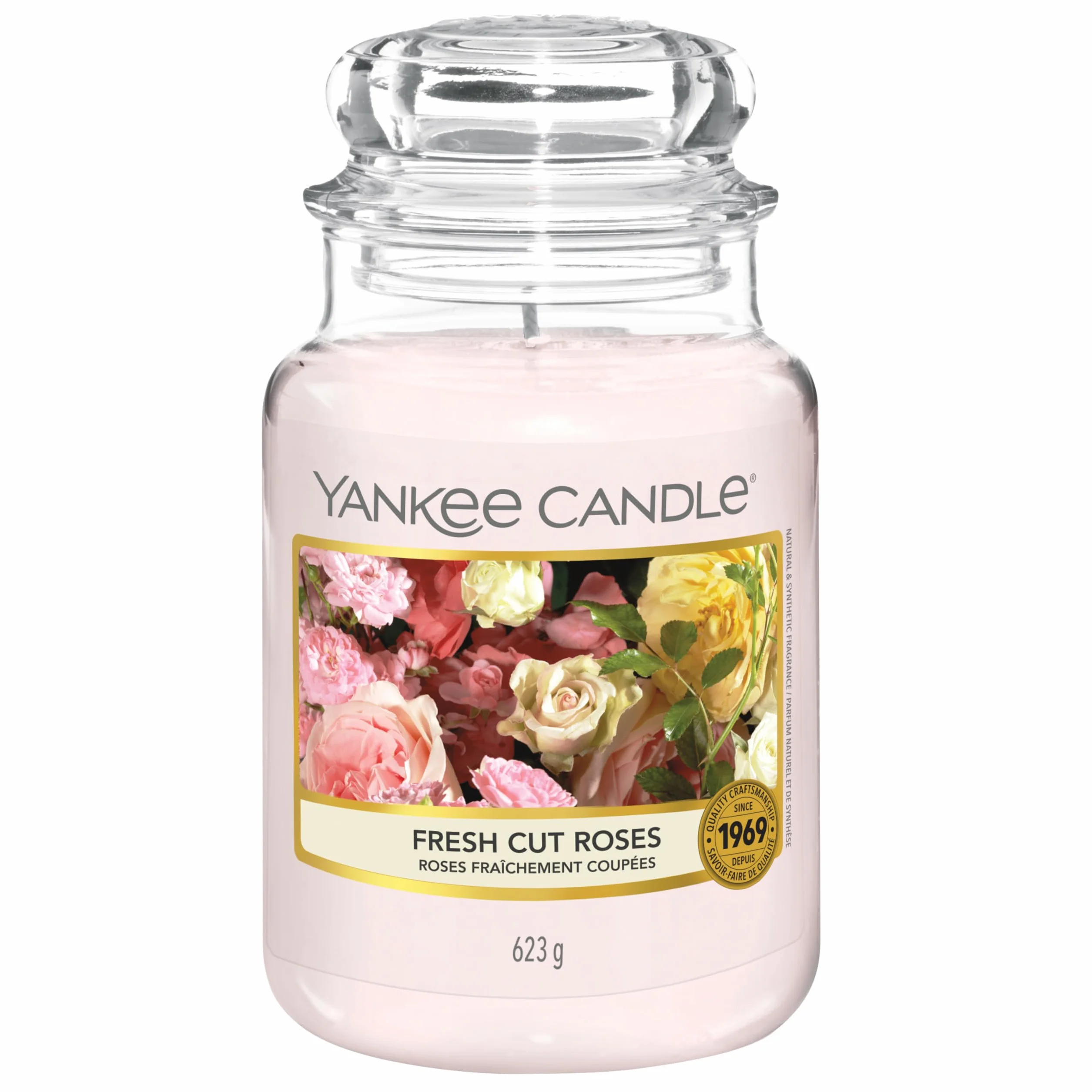 Yankee Candle Candela profumata in giara grande Rose appena recise 150 Ore