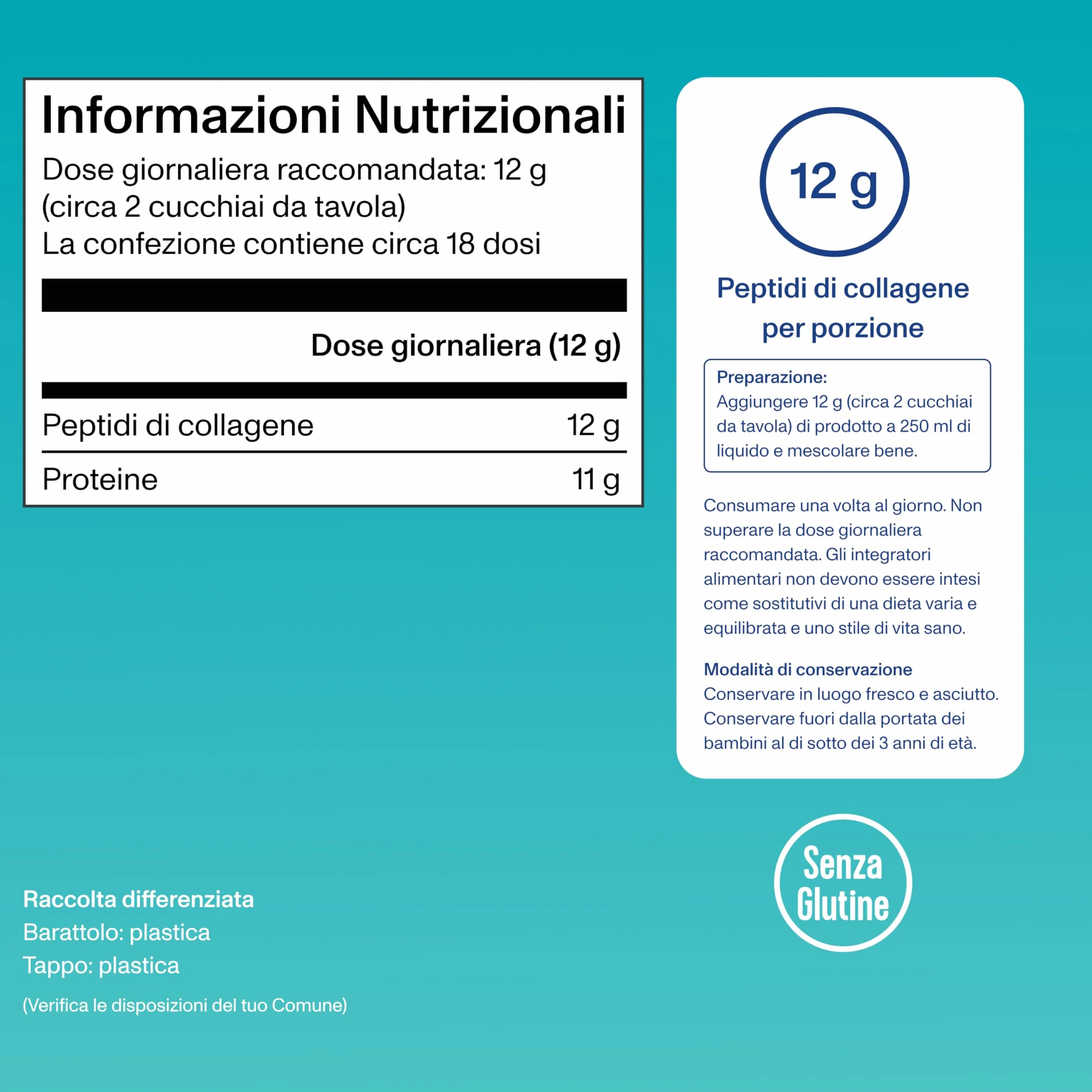 Vital Proteins Marine Collagen integratore di peptidi di collagene marino in polvere 12g per porzione 221g