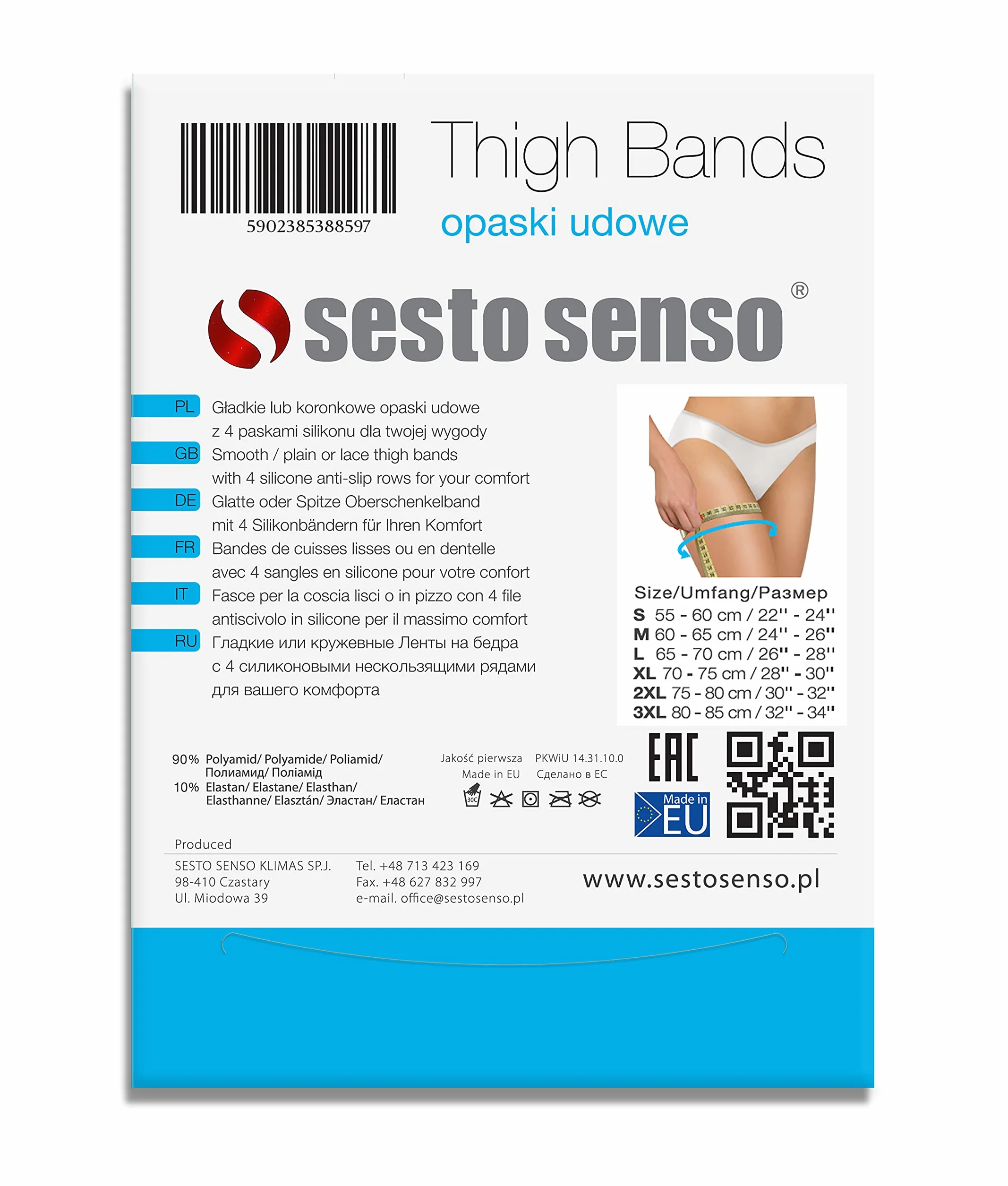 Sesto Senso 3 Paia Fasce Cosce Pizzo Anti Sfregamento Sexy Elastico Strisce Silicone