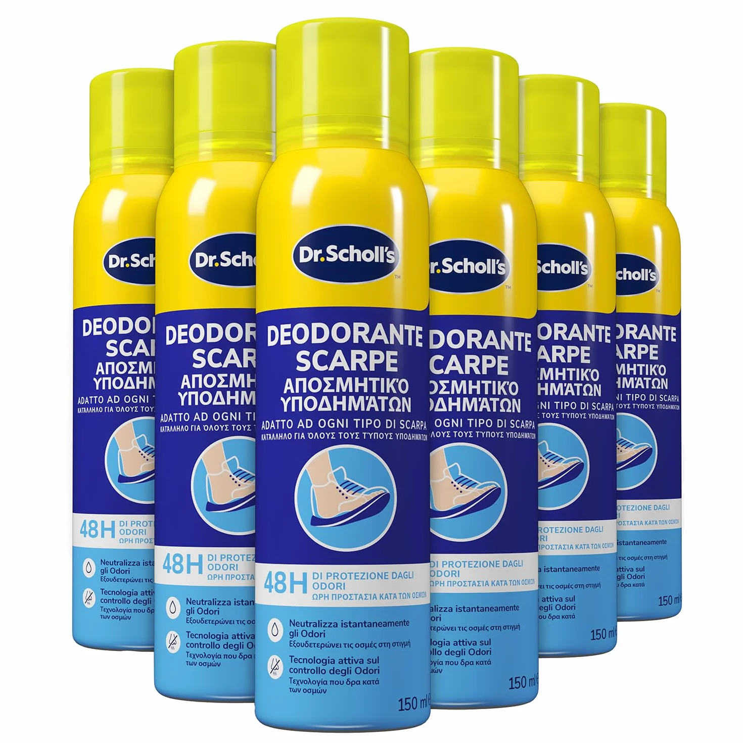 Dr. Scholl's Deodorante Spray per Scarpe 48h 6x150 ml